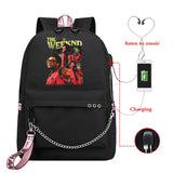 The Weeknd USB Charging School Backpack Harajuku Travel Vintage Bag