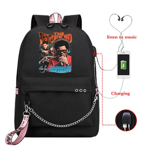 The Weeknd School Backpack Unisex USB Teenagers High-capacity Harajuku Bag