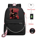The Weeknd School Backpack Unisex USB Teenagers High-capacity Harajuku Bag