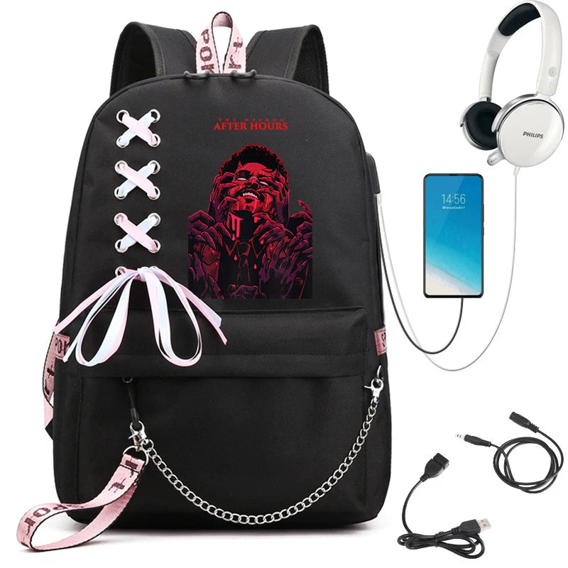 The Weeknd Backpacks Teenage Shoulder Bags Boys Girls