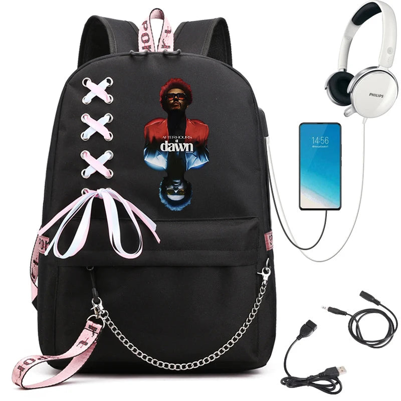 The Weeknd Teenager Backpacks Hot Vintage Schoolbags Girls Boys Harajuku