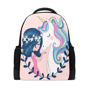 Maiden & Unicorn Backpack for Teens Polyester Book Bag