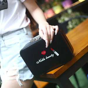 Makeup Box Portable Handbags Printed Cat Small Square Bag
