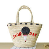 Thai Hand-Embroidered Straw Bag for Women