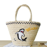 Thai Hand-Embroidered Straw Bag for Women