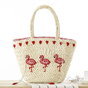 Thai Hand-Embroidered Straw Bag for Women