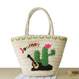 Thai Hand-Embroidered Straw Bag for Women