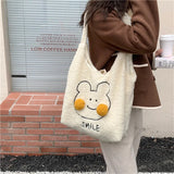 Girls Blush Bear Shoulder Bag Plush Tote Bag Large Capacity