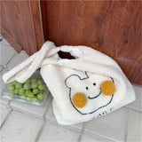 Girls Blush Bear Shoulder Bag Plush Tote Bag Large Capacity