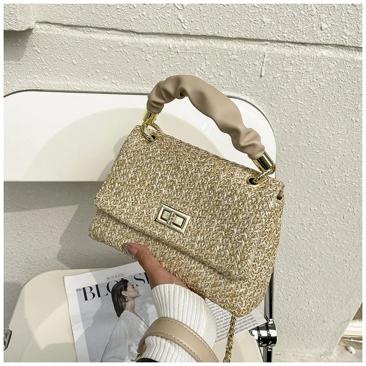 Portable Small Bag Straw Square Shoulder Messenger Bag