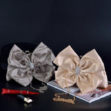 Vintage Satin Pleated Evening Wedding Clutch w/ Shoulder Chain