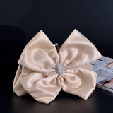 Vintage Satin Pleated Evening Wedding Clutch w/ Shoulder Chain