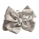 Vintage Satin Pleated Evening Wedding Clutch w/ Shoulder Chain