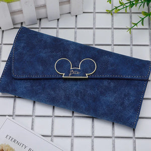 Frosted Long Wallet QQ Mouse Inclined Cover Wallet 3 Fold Women's Long Wallet