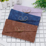 Frosted Long Wallet QQ Mouse Inclined Cover Wallet 3 Fold Women's Long Wallet