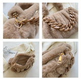 Acrylic Chain Tote Winter Fur Handbag