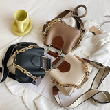 Thick Chain Women's PU Leather Crossbody Bag Short Handle Shoulder Purse Handbag