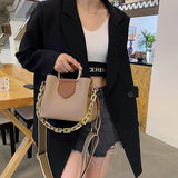 Thick Chain Women's PU Leather Crossbody Bag Short Handle Shoulder Purse Handbag