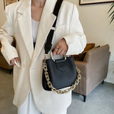 Thick Chain Women's PU Leather Crossbody Bag Short Handle Shoulder Purse Handbag