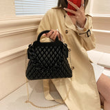 Padded Shoulder Crossbody Bag with Wooden Handle - Women Handbags