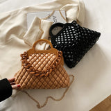 Padded Shoulder Crossbody Bag with Wooden Handle - Women Handbags