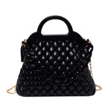 Padded Shoulder Crossbody Bag with Wooden Handle - Women Handbags