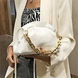 Thick Chain Handbag Women's Cloud Bag Soft Pu Leather Shoulder Bags
