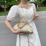 Thick Chain Shoulder Bag Metal Top-Handle Tote