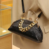 Thick Chain Shoulder Bag Metal Top-Handle Tote
