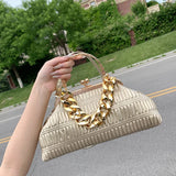 Thick Chain Shoulder Bag Metal Top-Handle Tote