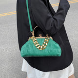 Thick Chain Shoulder Bag Metal Top-Handle Tote