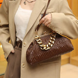 Thick Chain Shoulder Bag Metal Top-Handle Tote