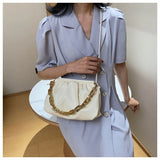 Women's Thick Chain Shoulder Bag Pleated Cloud Crossbody Bag