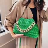 Thick Chain Small PU Leather Crossbody Bag with Sewing Thread
