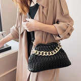 Thick Chain Small PU Leather Crossbody Bag with Sewing Thread
