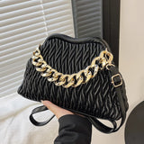 Thick Chain Small PU Leather Crossbody Bag with Sewing Thread