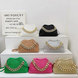 Thick Chain Small PU Leather Crossbody Bag with Sewing Thread