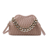 Thick Chain Small PU Leather Crossbody Bag with Sewing Thread
