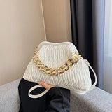 Thick Chain Small PU Leather Crossbody Bag with Sewing Thread