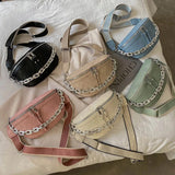 Thick Chain Waist Bag Leather Fanny Pack Female Chest Bags