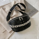 Thick Chain Waist Bag Leather Fanny Pack Female Chest Bags