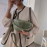 Thick Chain Waist Bag Leather Fanny Pack Female Chest Bags