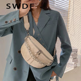 Thick Chain Leather Waist Bag Women Fanny Pack Female Chest Bags