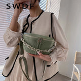 Thick Chain Leather Waist Bag Women Fanny Pack Female Chest Bags