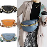 Chain Women Fanny Pack Leather Waist Bag Shoulder Crossbody Chest Bags