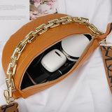 Chain Women Fanny Pack Leather Waist Bag Shoulder Crossbody Chest Bags