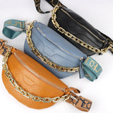 Chain Women Fanny Pack Leather Waist Bag Shoulder Crossbody Chest Bags