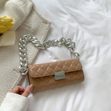 Thick Chain Women Small Square Bag Handbag Purse Shoulder Bag Ins Un