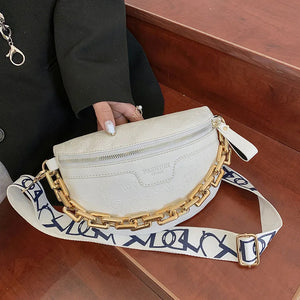 Thick Chain Women Waist Bag PU Leather Belt Bags Fanny Pack