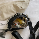 Plaid Nylon Waist Bag Thick Chain Women's Fanny Pack Casual Handbag Purse